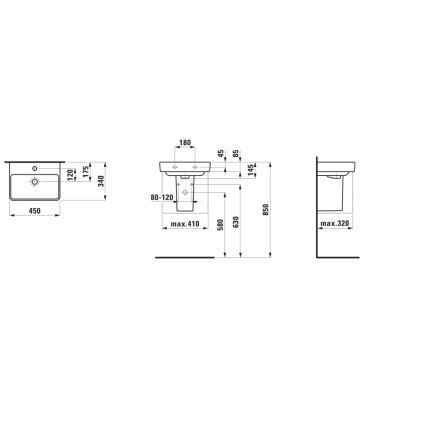 LAUFEN H8159610001041 - Umywalka nablatowa/wisząca PRO 45x34 cm ceramika/biała