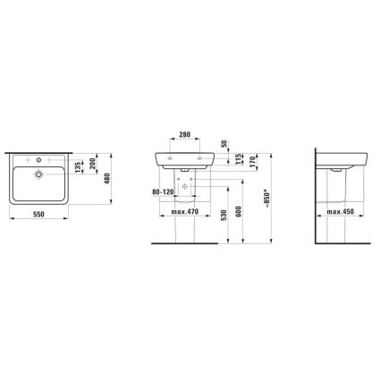 LAUFEN H8189510001041 - Umywalka nablatowa/wisząca PRO 55x48 cm ceramika/biały