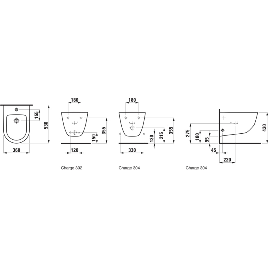 LAUFEN H8309520003021 - Bidet podwieszany PRO ceramika/biały