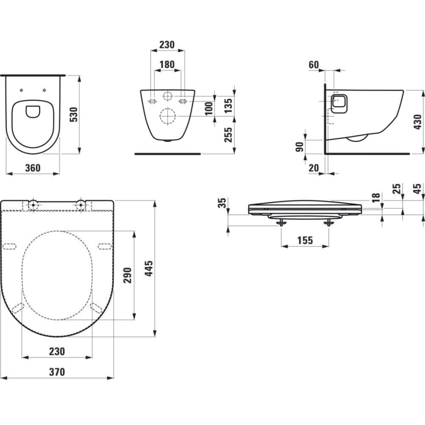 LAUFEN H8669540000001 - WC podwieszane PRO ceramika/biała + deska sedesowa SoftClose PRO duroplast/biała