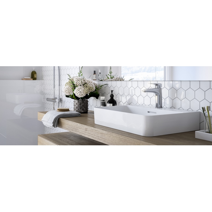 LAUFEN HF500701100000 - Kran do umywalki + odpływ z przelewem LAURIN 16,2 cm chrom błyszczący