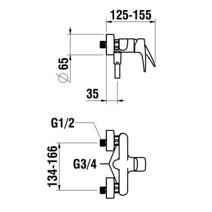 LAUFEN HF500750100600 - Zestaw prysznicowy z baterią LAURIN chrom błyszczący