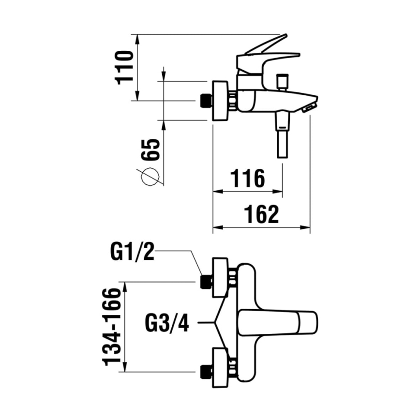 LAUFEN HF500760100600 - Zestaw kąpielowy z baterią LAURIN chrom błyszczący
