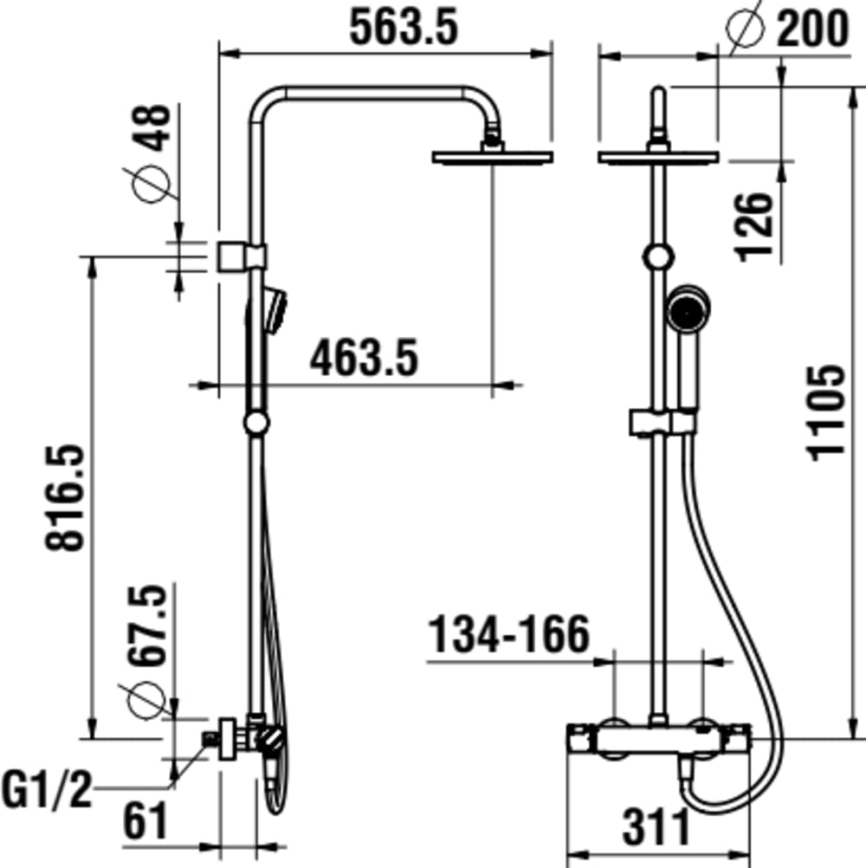 LAUFEN HF500957100600 - Zestaw prysznicowy z baterią termostatyczną CITYPRO chrom błyszczący