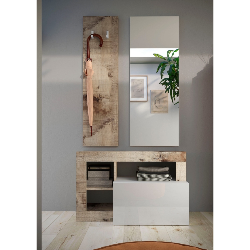 Ławka LENOR biała/brązowa