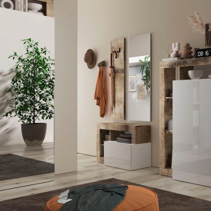 Ławka LENOR biała/brązowa