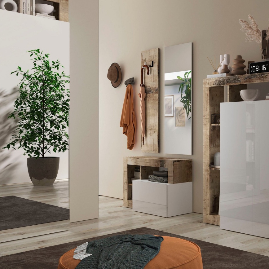 Ławka LENOR biała/brązowa