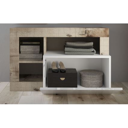 Ławka LENOR biała/brązowa