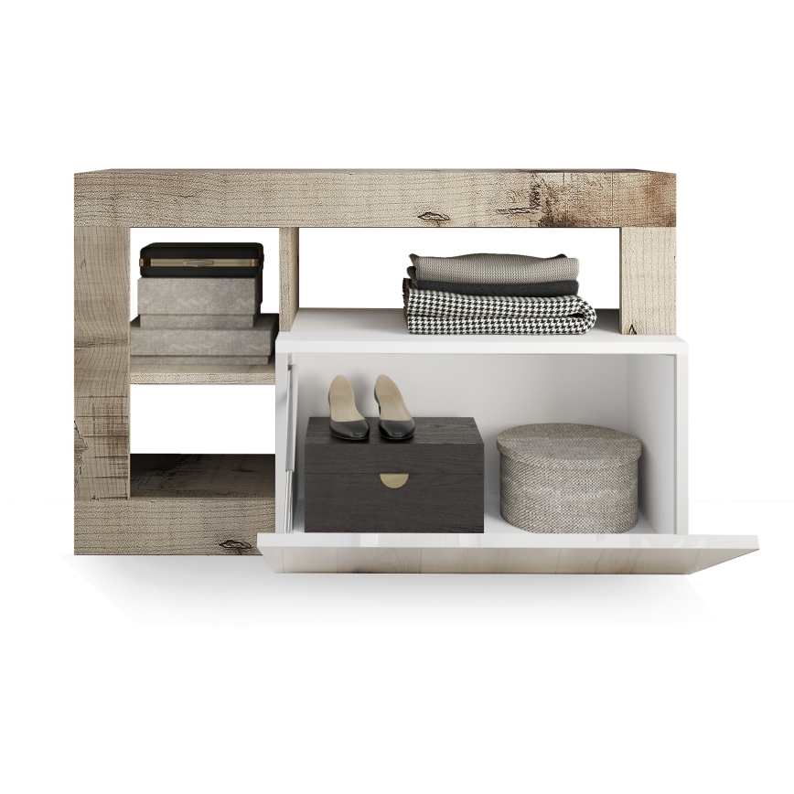 Ławka LENOR biała/brązowa