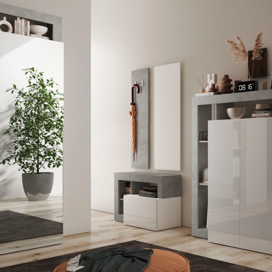 Ławka LENOR biała/szary beton