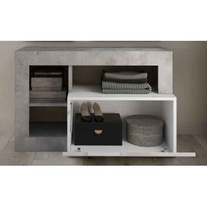 Ławka LENOR biała/szary beton