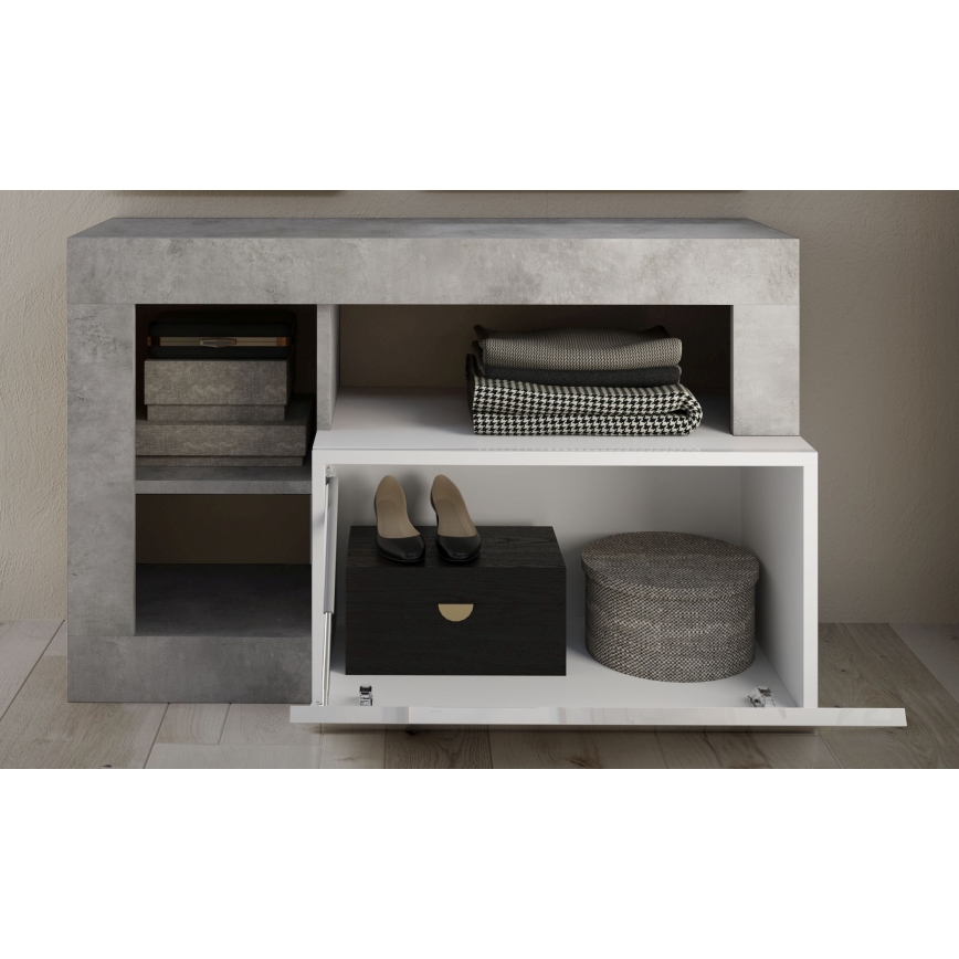 Ławka LENOR biała/szary beton