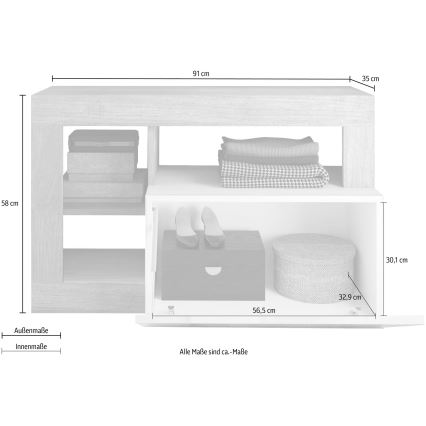 Ławka LENOR biała/szary beton