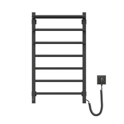 Elektryczny łazienkowy kaloryfer z termostatem FORTIS 350W/230V 80,6 cm IP44 czarny prawy kanciasty