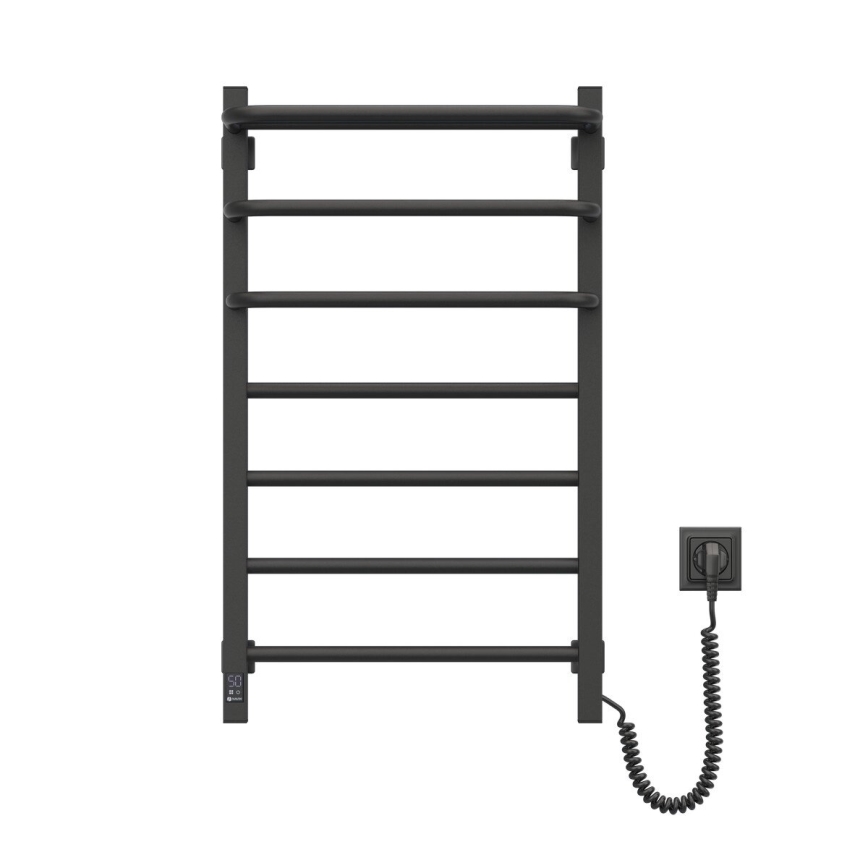 Elektryczny łazienkowy kaloryfer z termostatem FORTIS 350W/230V 80,6 cm IP44 czarny prawy kanciasty