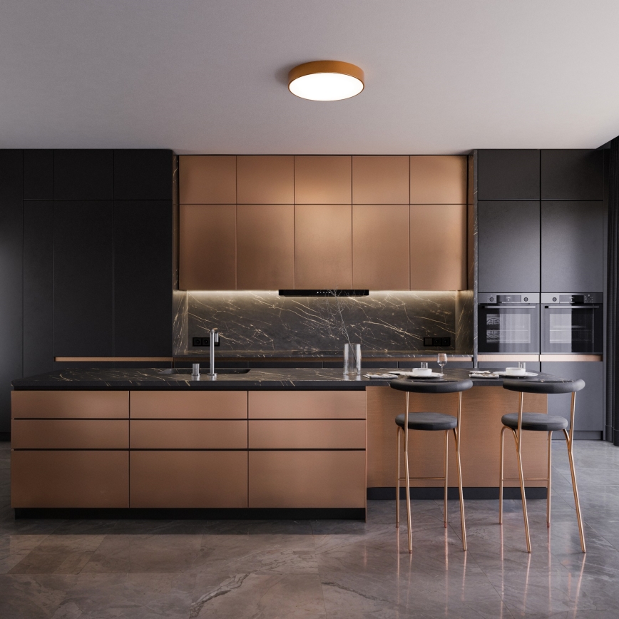 Łazienkowa lampa sufitowa z czujnikiem CLEO 4xE27/24W/230V ø 50 cm IP54 miedziana