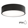 Łazienkowa lampa sufitowa z czujnikiem CLEO 2xE27/24W/230V śr. 30 cm czarna IP54