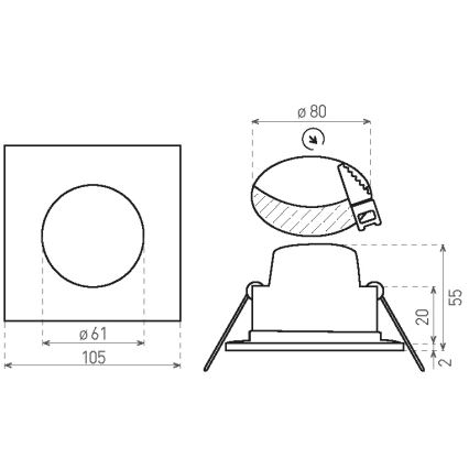 Wpuszczana oprawa sufitowa LED do łazienki BONO LED/8W/230V 3000K IP65 chrom matowy