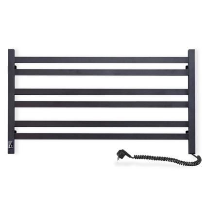 Łazienkowy grzejnik drabinkowy z termostatem AVANGARD 316W/230V 50,6 cm IP44 czarny prawy kwadratowy