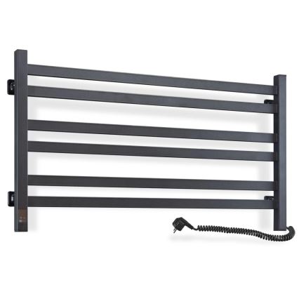 Łazienkowy grzejnik drabinkowy z termostatem AVANGARD 316W/230V 50,6 cm IP44 czarny prawy kwadratowy