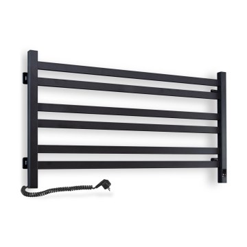 Łazienkowy grzejnik drabinkowy AVANGARD z termostatem 316W/230V 50,6 cm IP44 czarny lewy kwadratowy