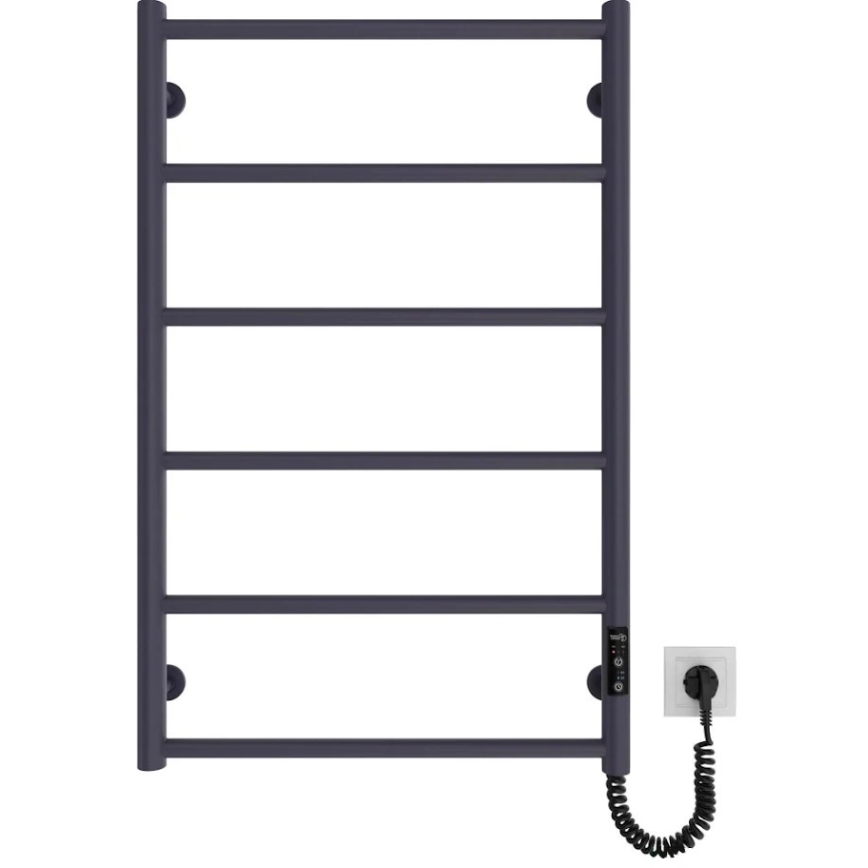 Łazienkowy grzejnik drabinkowy CLASSIC 110W/230V 81x52 cm stal nierdzewna/antracyt prawy
