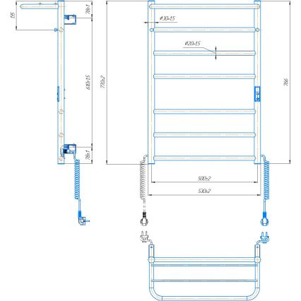 Łazienkowy grzejnik drabinkowy HOME 95W/230V 77x53 cm stal nierdzewna/chrom prawy
