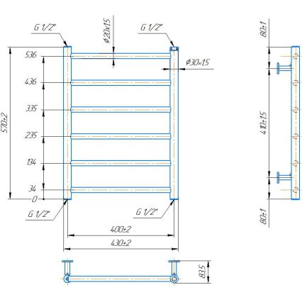 Łazienkowy grzejnik drabinkowy INOX FLAT 122W/230V 57x43 cm stal nierdzewna/czarny
