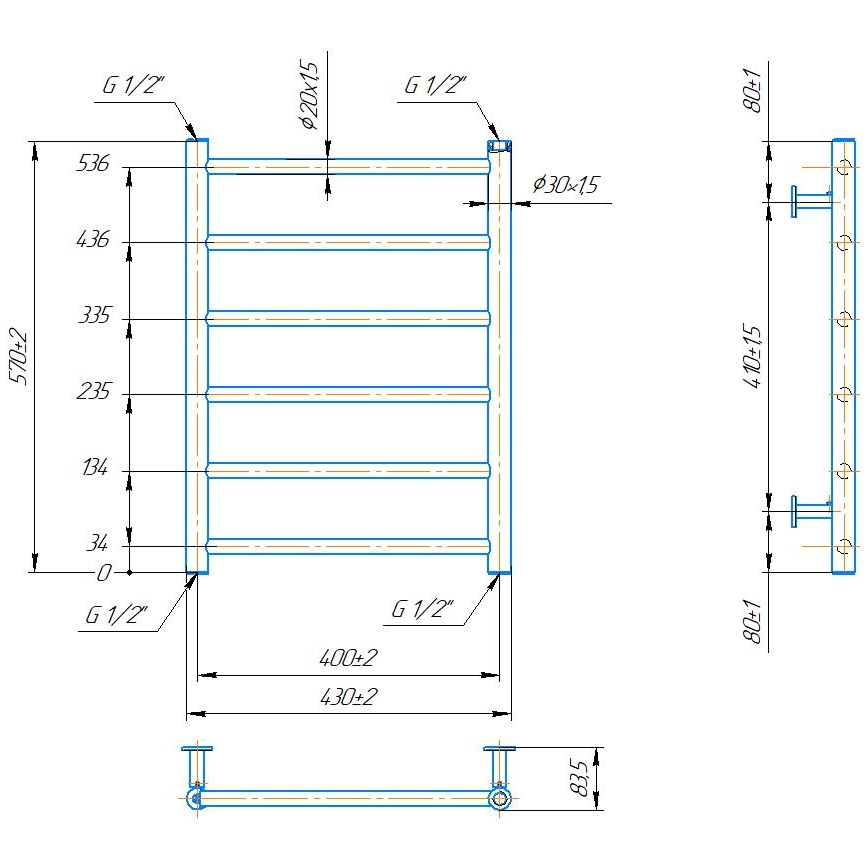 Łazienkowy grzejnik drabinkowy INOX FLAT 122W/230V 57x43 cm stal nierdzewna/czarny