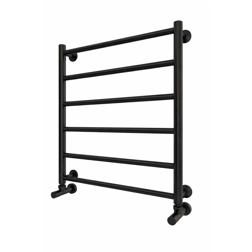 Łazienkowy grzejnik drabinkowy INOX FLAT 122W/230V 57x43 cm stal nierdzewna/czarny