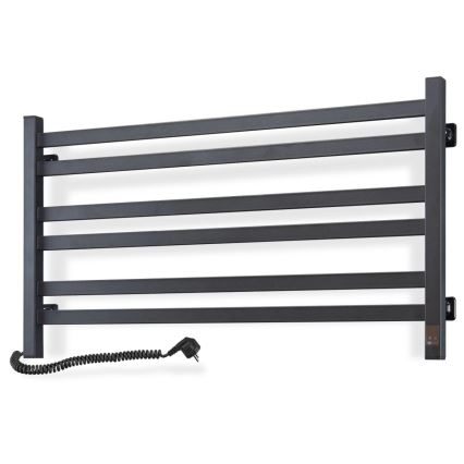 Łazienkowy grzejnik drabinkowy AVANGARD z termostatem 316W/230V 50,6 cm IP44 czarny lewy kwadratowy