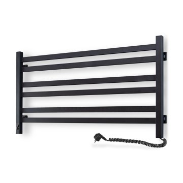 Łazienkowy grzejnik drabinkowy z termostatem AVANGARD 316W/230V 50,6 cm IP44 czarny prawy kwadratowy