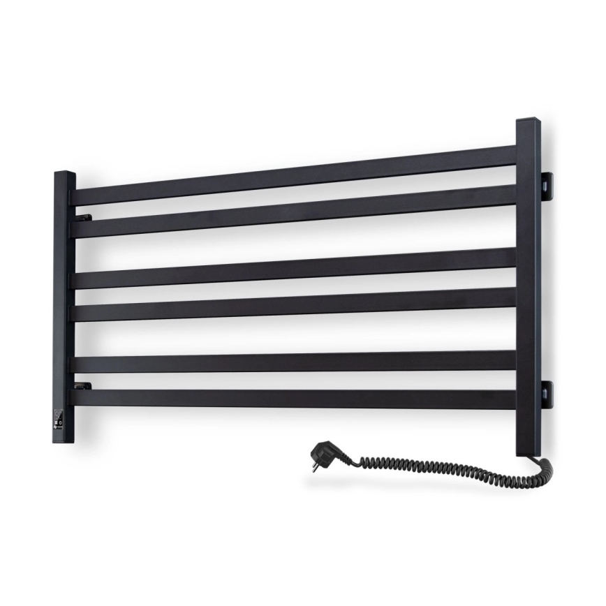 Łazienkowy grzejnik drabinkowy z termostatem AVANGARD 316W/230V 50,6 cm IP44 czarny prawy kwadratowy