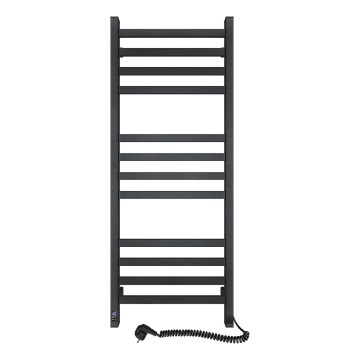 Łazienkowy grzejnik drabinkowy z termostatem AVANGARD 459 W/230 V 120,6 cm IP44 czarny prawy kwadratowy