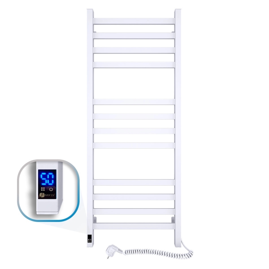 Grzejnik łazienkowy drabinkowy z termostatem AVANGARD 459W/230V 120,6cm IP44 biały prawy kwadratowy