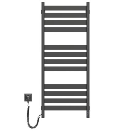 Łazienkowy grzejnik drabinkowy z termostatem LARGO 541W/230V 120,6 cm IP44 czarny lewy kwadratowy