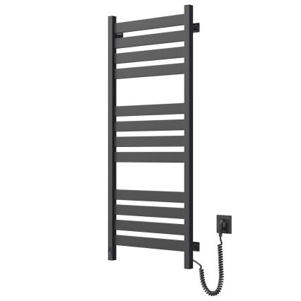 Łazienkowy grzejnik drabinkowy z termostatem LARGO 541W/230V 120,6 cm IP44 czarny prawostronny kwadratowy