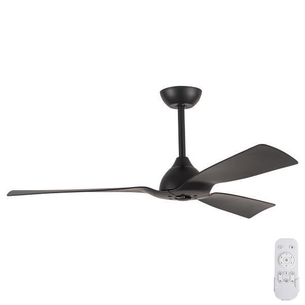 Łazienkowy wentylator sufitowy śr. 132 cm IP44 czarny + pilot zdalnego sterowania