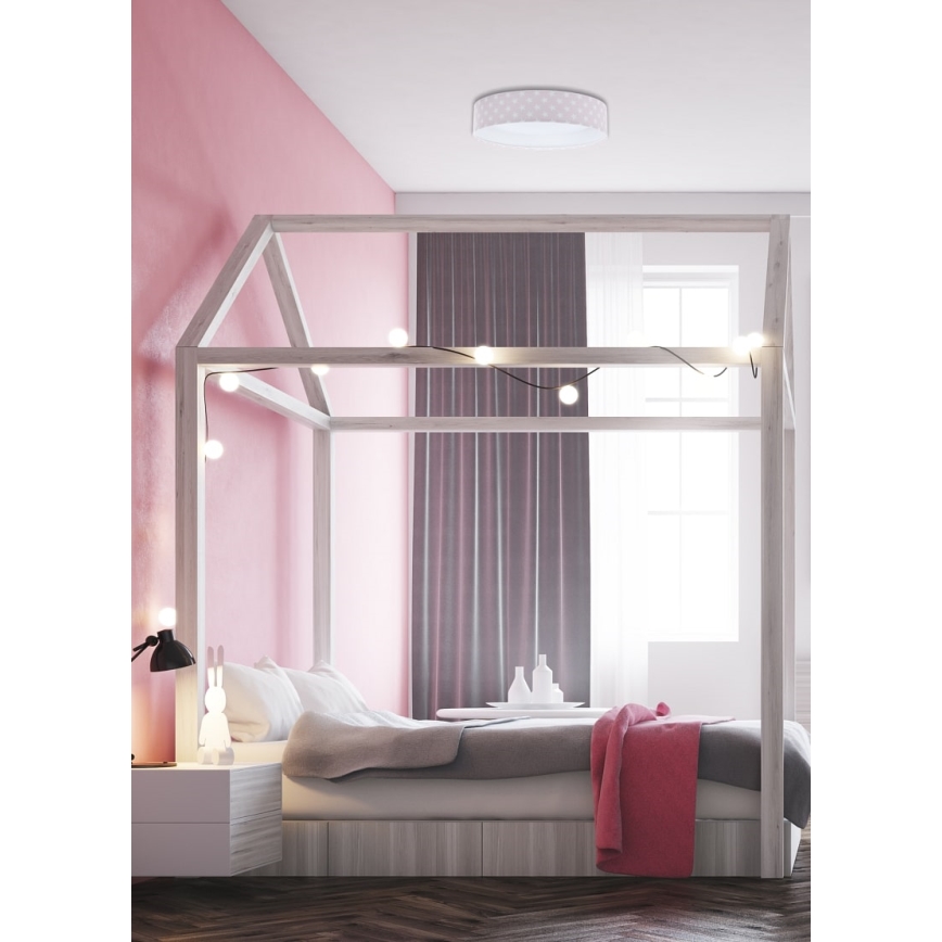 LED Regulowane oświetlenie sufitowe dla dzieci SMART GALAXY KIDS LED/24W/230V 3000-6500K gwiazdki różowo-białe + pilot do zdalnego sterowania