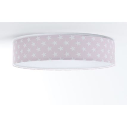 LED Regulowane oświetlenie sufitowe dla dzieci SMART GALAXY KIDS LED/24W/230V 3000-6500K gwiazdki różowo-białe + pilot do zdalnego sterowania