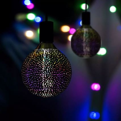 LED 3D Dekoracyjna żarówka FILAMENT G125 E27/3W/230V 3000K