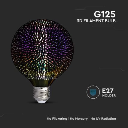 LED 3D Żarówka FILAMENT G125 E27/4W/230V 3000K