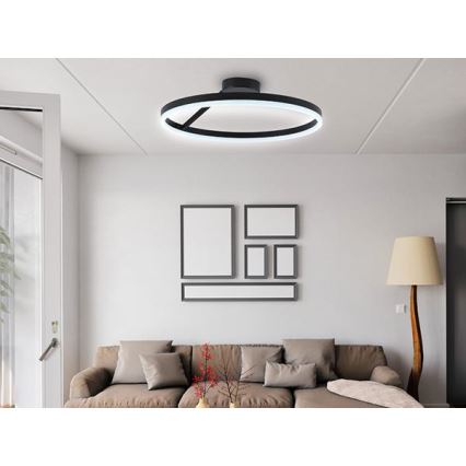 LED Stmívatelný přisazený lustr LED/40W/230V 3000-6500K černá + dálkové ovládání
