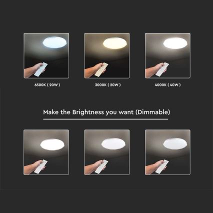 LED Regulowane oświetlenie sufitowe LED/40W/230V 3000K/4000K/6500K śr. 38,8 cm + pilot do zdalnego sterowania