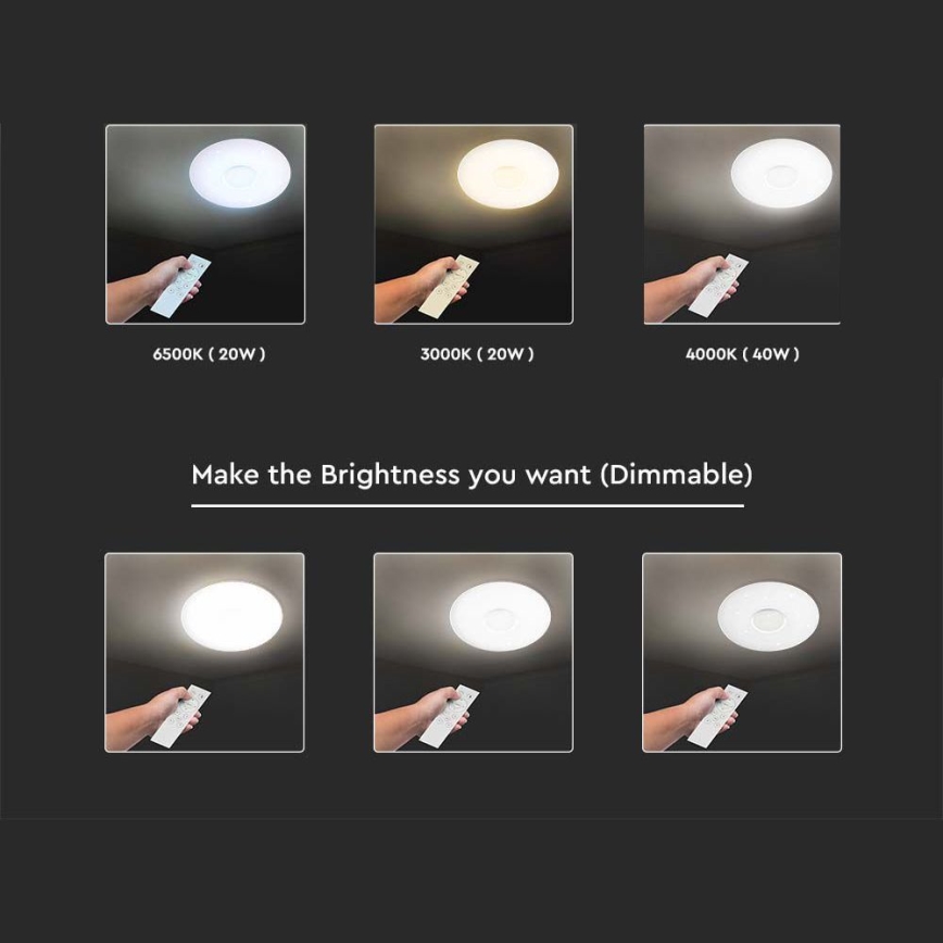 LED Regulowane oświetlenie sufitowe LED/40W/230V 3000/4000/6500K śr. 39 cm + pilot do zdalnego sterowania