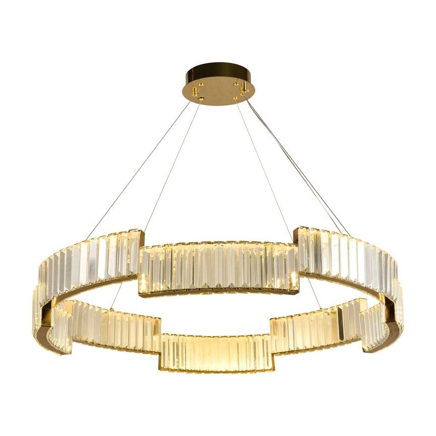 Regulowany LED kryształowy żyrandol na linkę LED/60W/230V 3000-6500K złoty + pilot do sterowania
