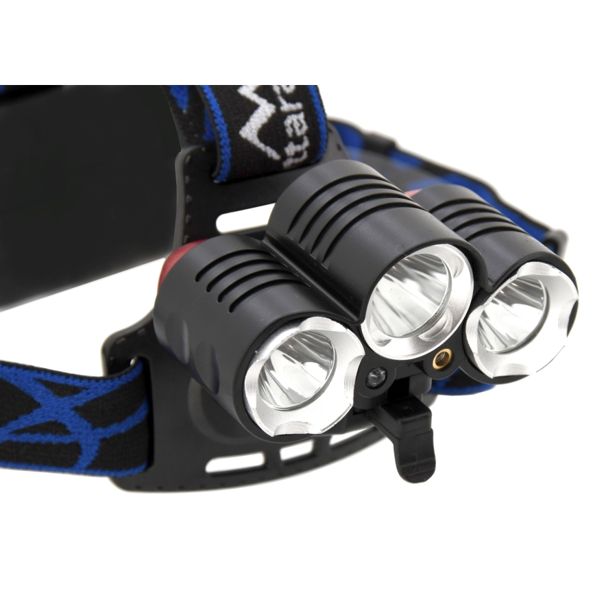 LED Akumulatorowa czołówka z czerwonym swiatłem LED/16W/7,4V IP44 czarna/niebieska