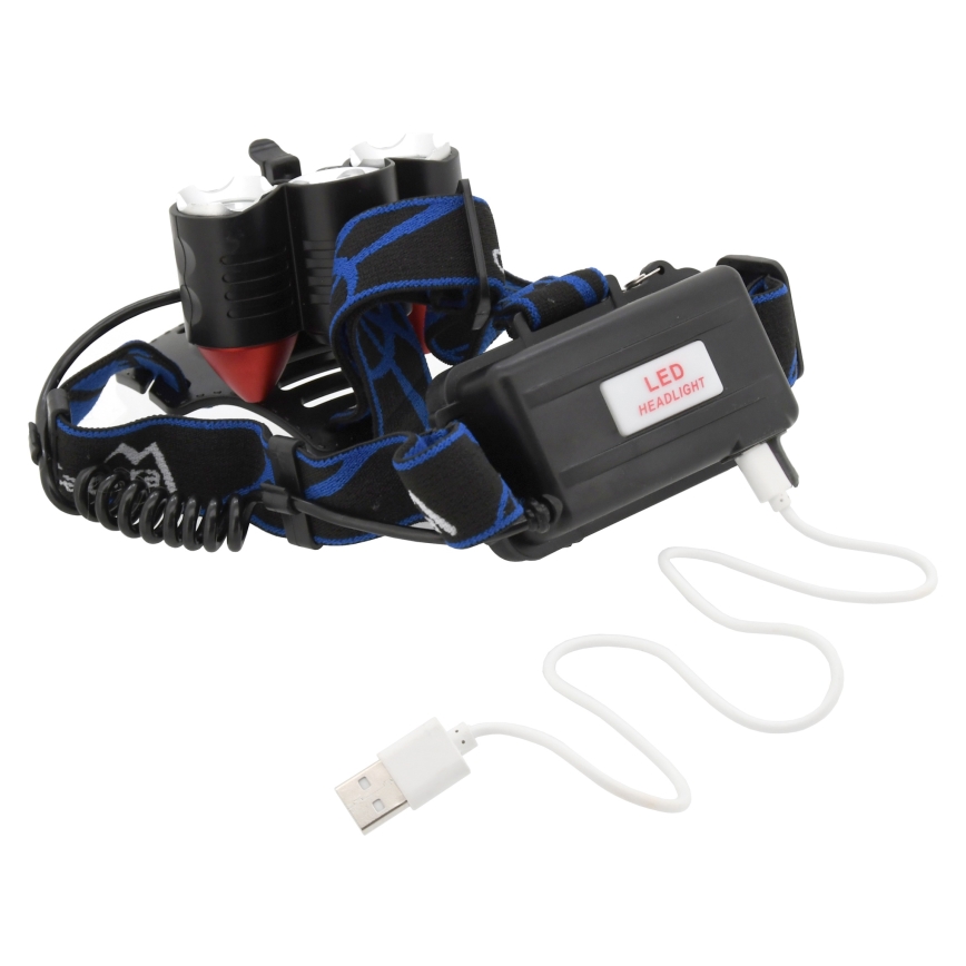 LED Akumulatorowa czołówka z czerwonym swiatłem LED/16W/7,4V IP44 czarna/niebieska