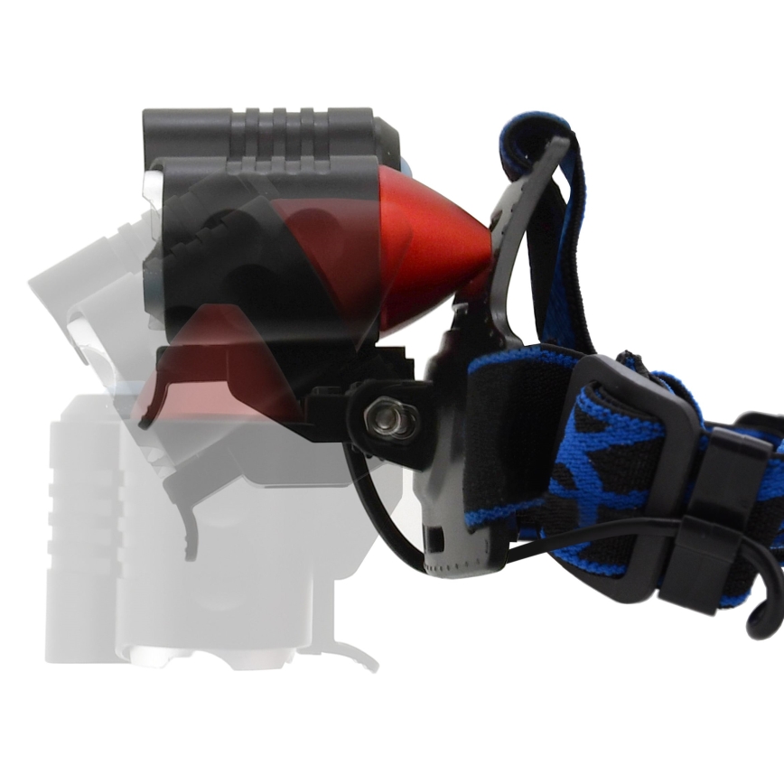 LED Akumulatorowa czołówka z czerwonym swiatłem LED/16W/7,4V IP44 czarna/niebieska