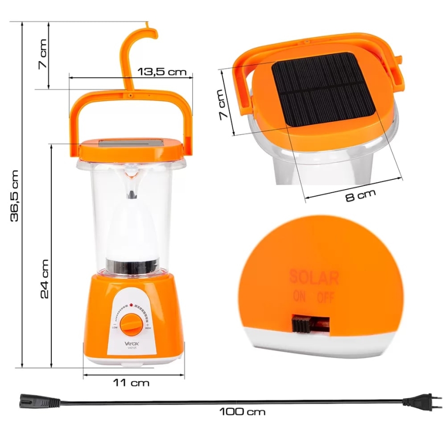 LED Ściemnialna akumulatorowa lampa solarna z funkcją power banku LED/230V 710 błyszcz. 1600 mAh